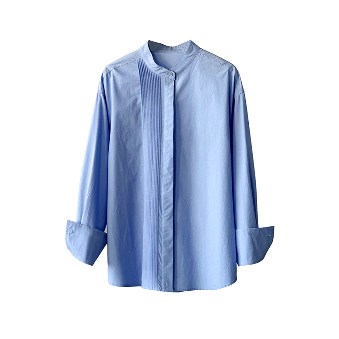 Wrinkled round neck long sleeved shirt