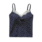 Women’s Lace Trim Floral Print Camisole with Built-in Bra