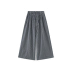 Color blocking plaid splicing casual elastic drawstring pants