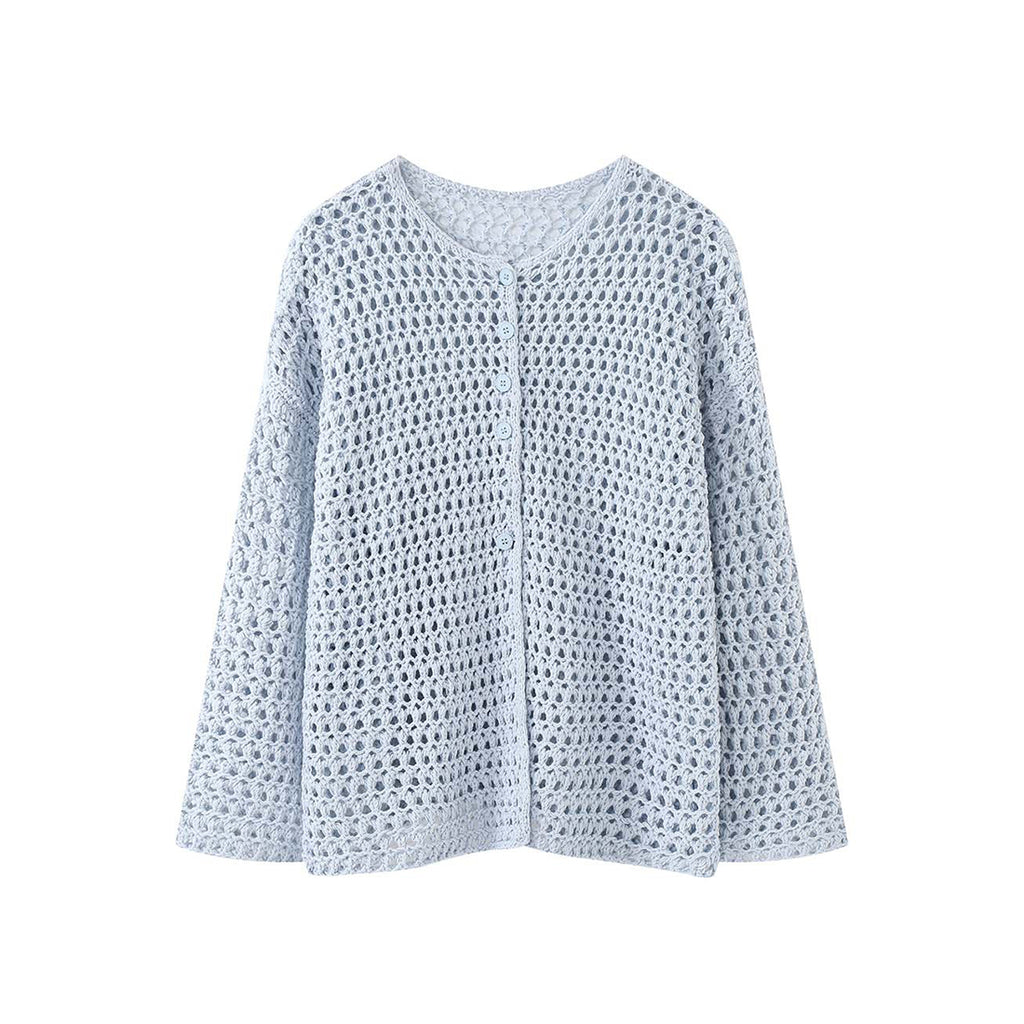 Large mesh hollow knitted cardigan loose top