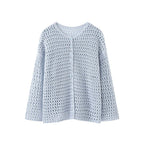Large mesh hollow knitted cardigan loose top