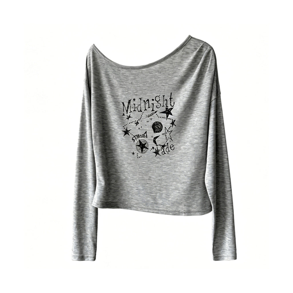 Women’s "Midnight" Star Print Off-Shoulder Long-Sleeve Top