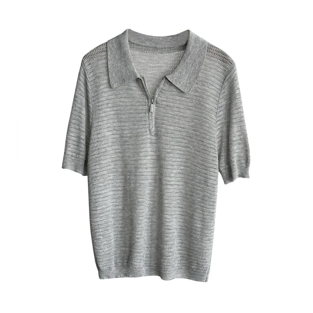 Women’s Half-Zip Hollow Knit Polo Top