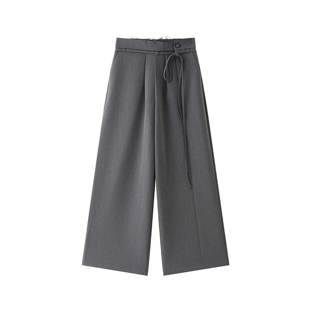 Retro pleated side placket wide leg pants
