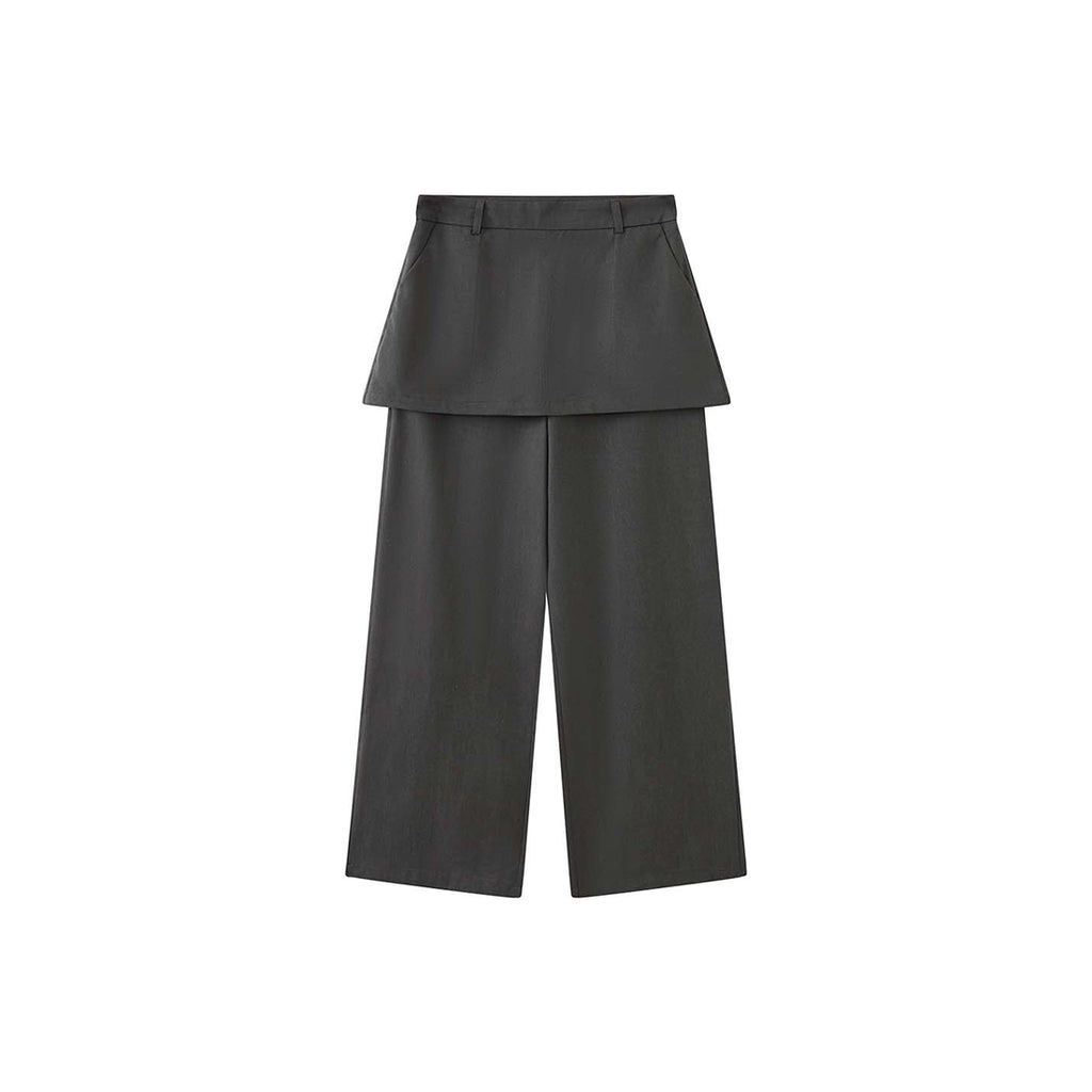 High-waisted Tencel cotton wide-leg pants in relaxed draped silhouette