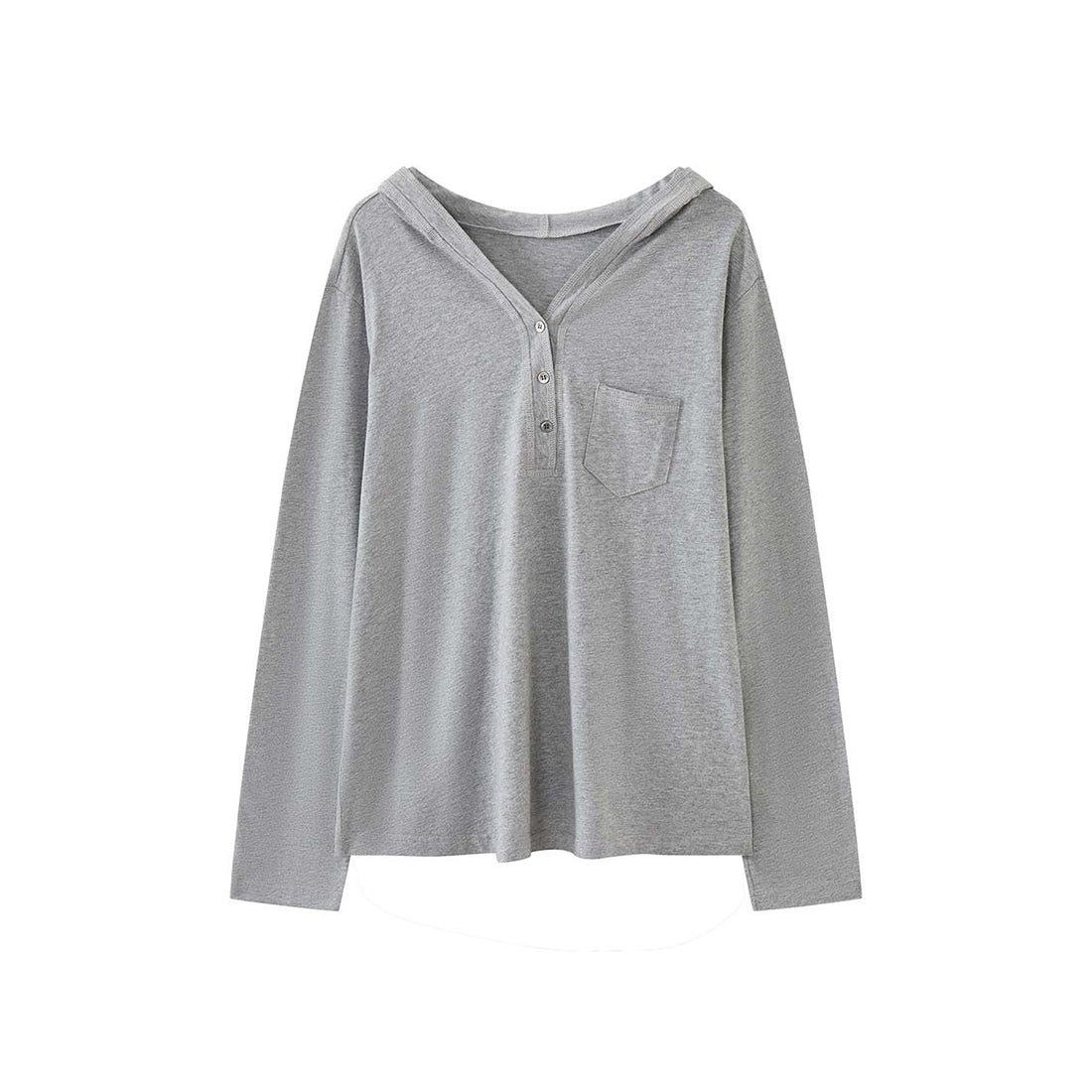 Loose fit v neck long sleeve button shirt top