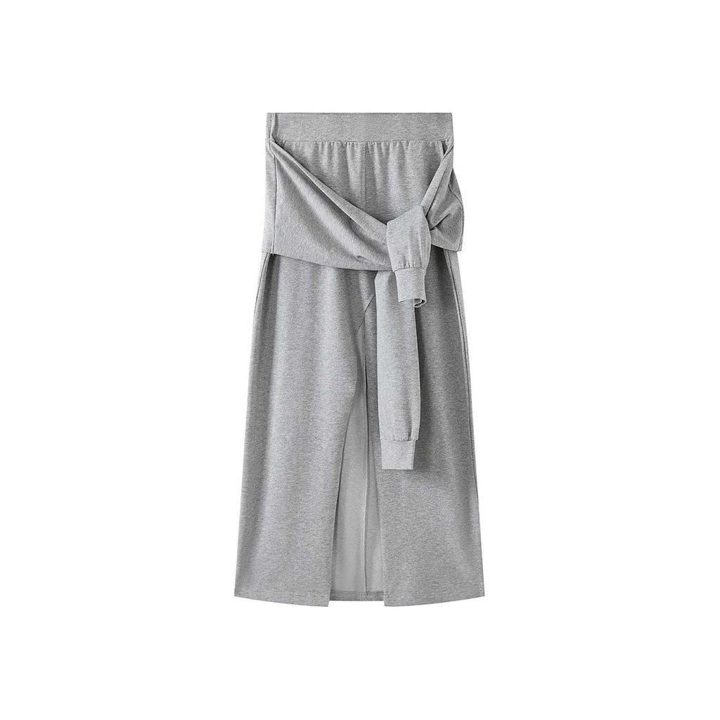 High-Waist Draped Maxi Skirt with Side Slit Detail