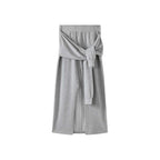 High-Waist Draped Maxi Skirt with Side Slit Detail