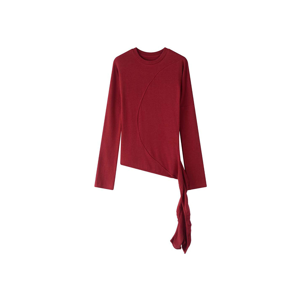 Asymmetric curved strap slim fit top