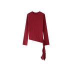 Asymmetric curved strap slim fit top