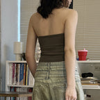 Halter Neck Fitted Tank Top with Buckle Strap Detail