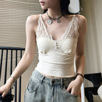Women’s V-Neck Lace Camisole with Built-in Bra
