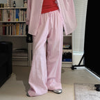 High Waist Cotton Linen Wide Leg Pants with Drawstring