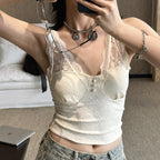 Women’s V-Neck Lace Camisole with Built-in Bra