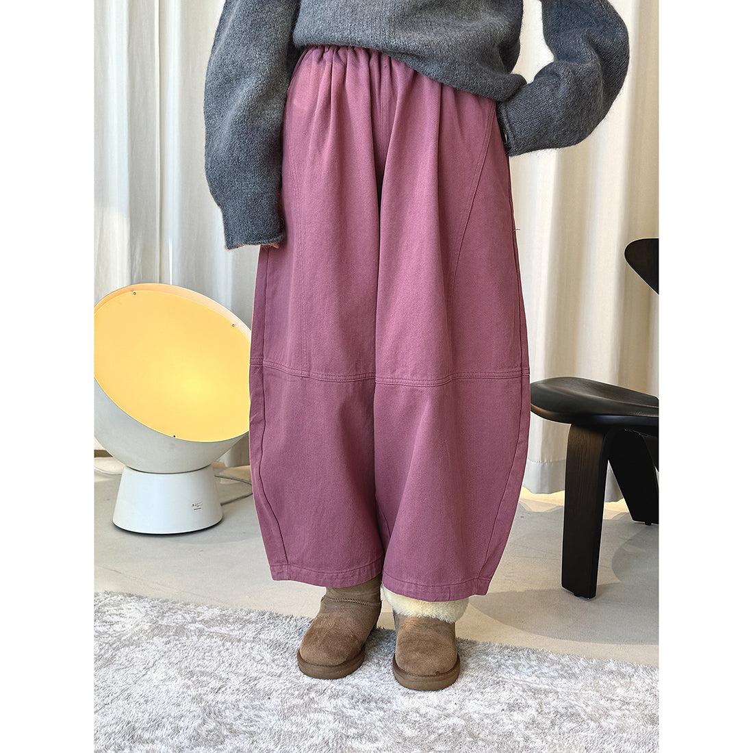 loose and tight fleece casual wide leg pants