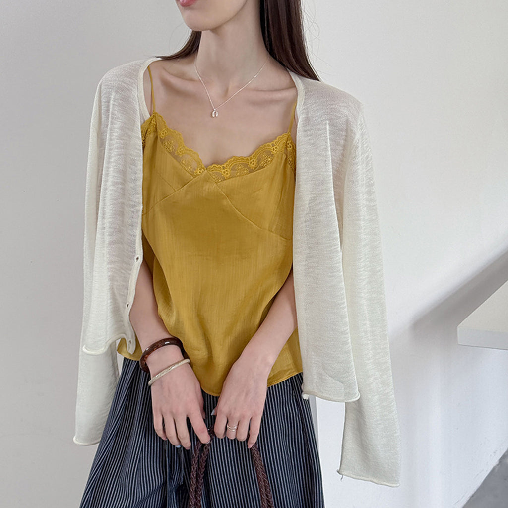 Women’s Linen-Blend Lace Trim Camisole