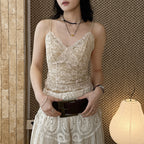 Lace Cami Top V-neck Sleeveless Slim Fit Bralette