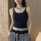 layered tank top slim fit stretchy camisole contrast trim sleeveless top