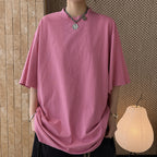 Loose fit round neck short sleeve oversized t shirt
