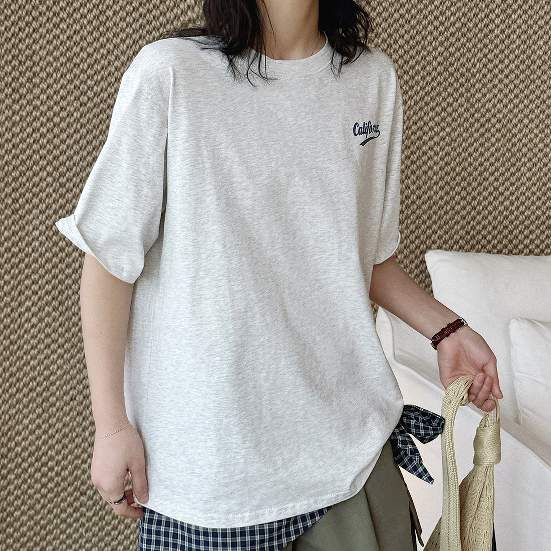 Women’s Oversized California Letter Print Cotton T-Shirt
