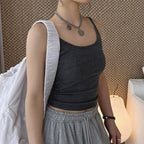 American sporty solid color slim fitting tank top