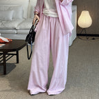 High Waist Cotton Linen Wide Leg Pants with Drawstring