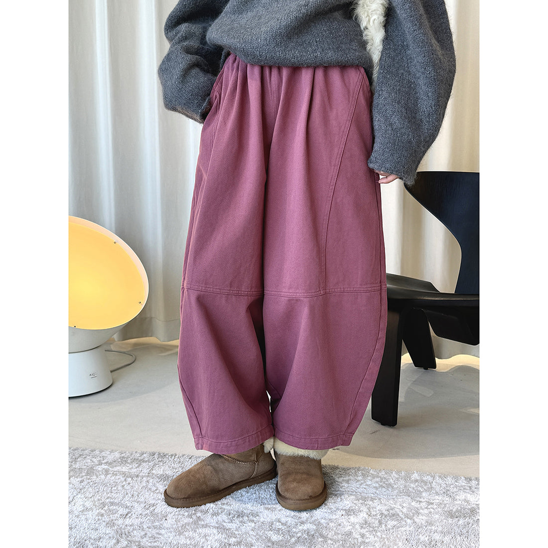 loose and tight fleece casual wide leg pants