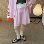 High Waist Linen Cotton Drawstring Bermuda Shorts - Multiple Colors