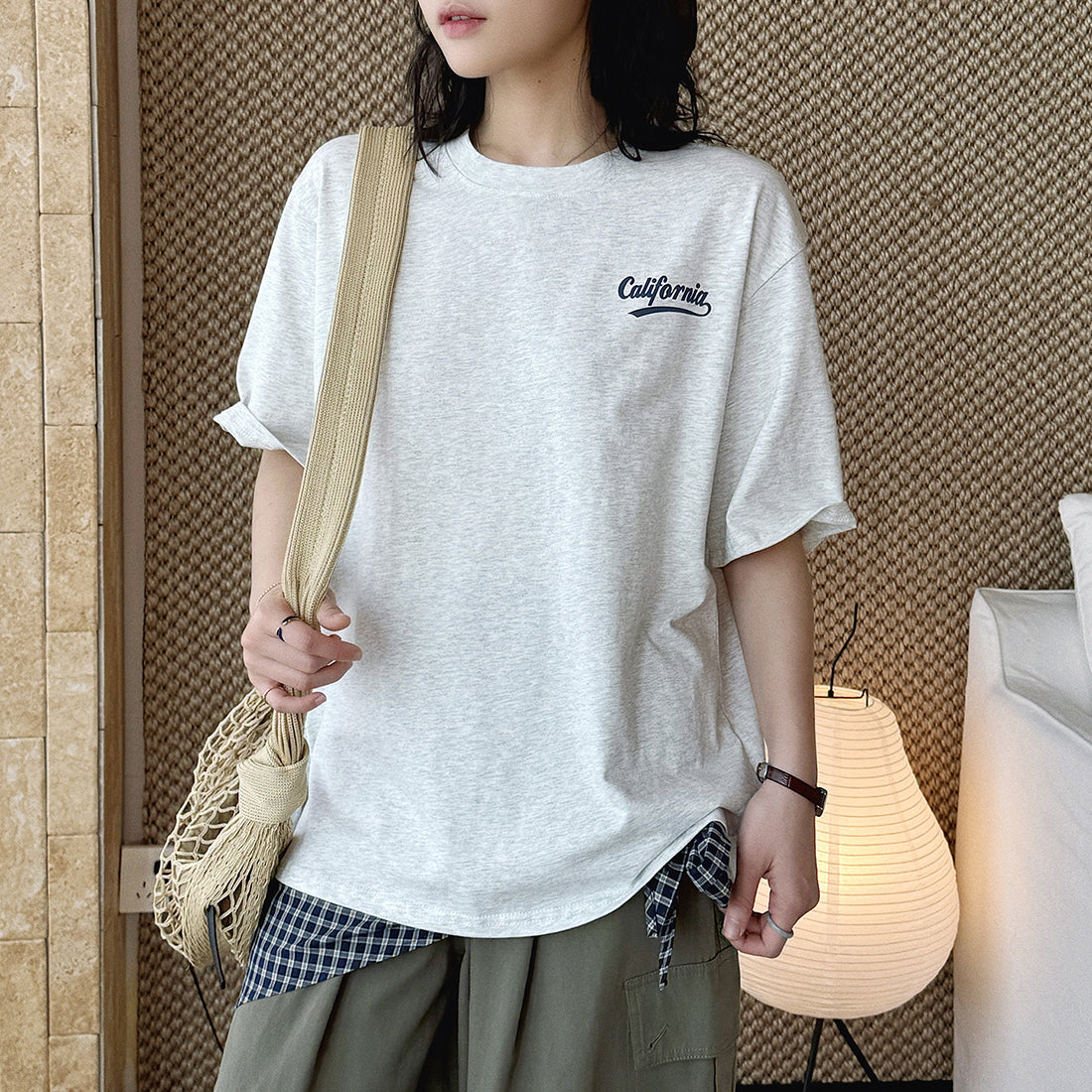 Women’s Oversized California Letter Print Cotton T-Shirt