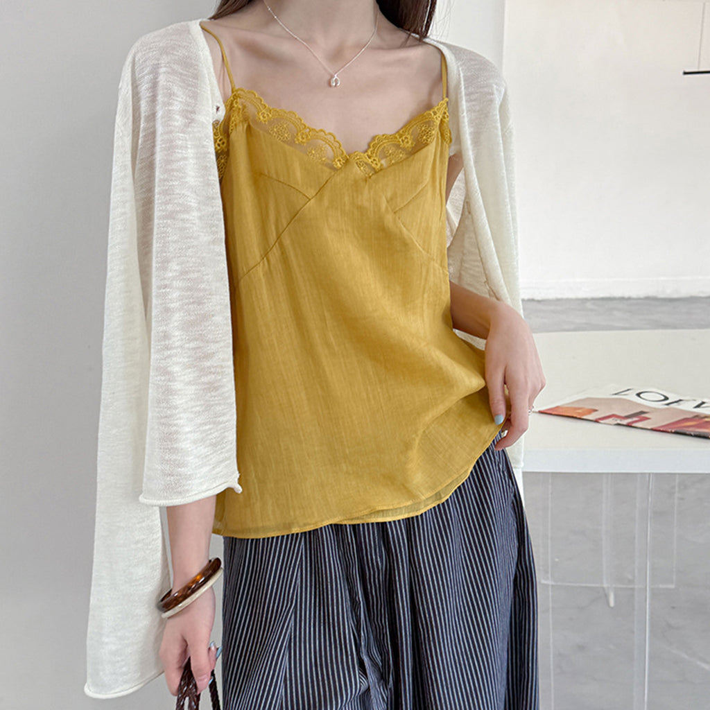 Women’s Linen-Blend Lace Trim Camisole