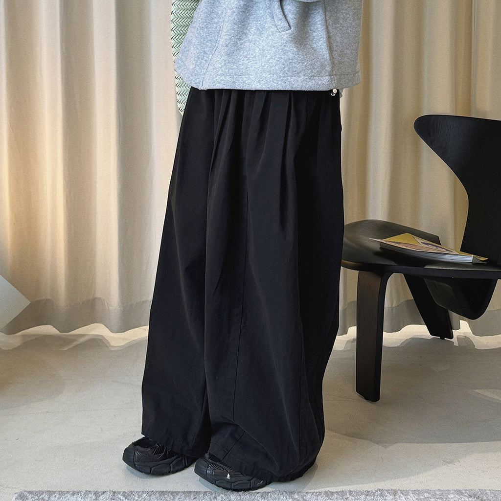 Retro washed casual slimming wide leg pants