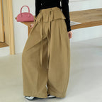 High waist pleated wide leg pants women loose drape trousers with tie waist