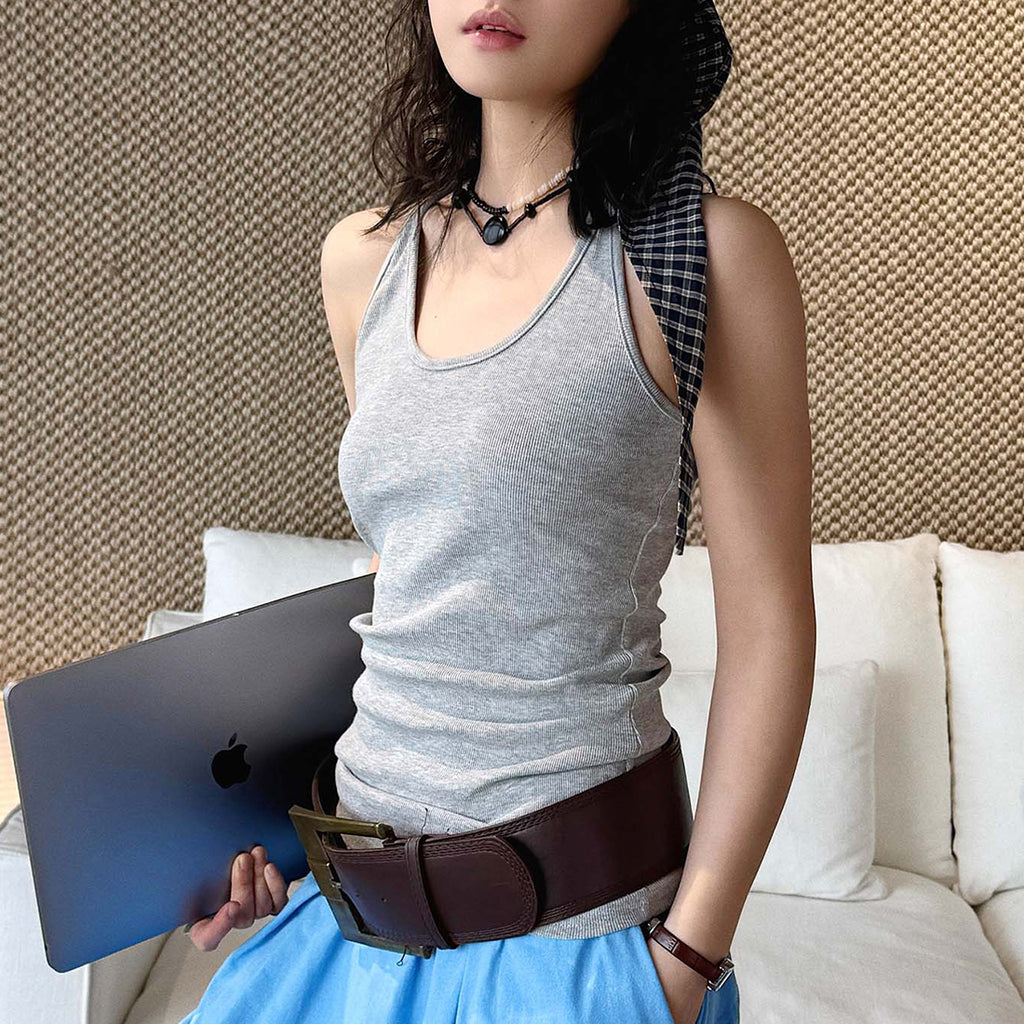 Women’s Slim Fit Racerback Ribbed Tank Top