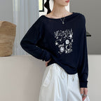 Women’s "Midnight" Star Print Off-Shoulder Long-Sleeve Top
