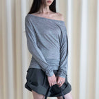 One shoulder rivet splicing sun protection T-shirt sun protection top