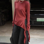 Asymmetric curved strap slim fit top