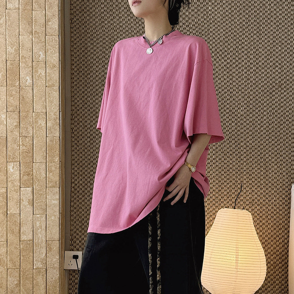 Loose fit round neck short sleeve oversized t shirt