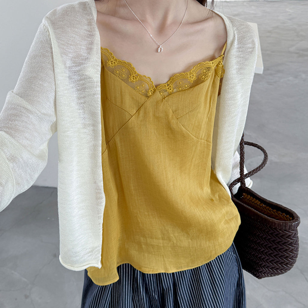 Women’s Linen-Blend Lace Trim Camisole