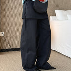 High-waisted Tencel cotton wide-leg pants in relaxed draped silhouette