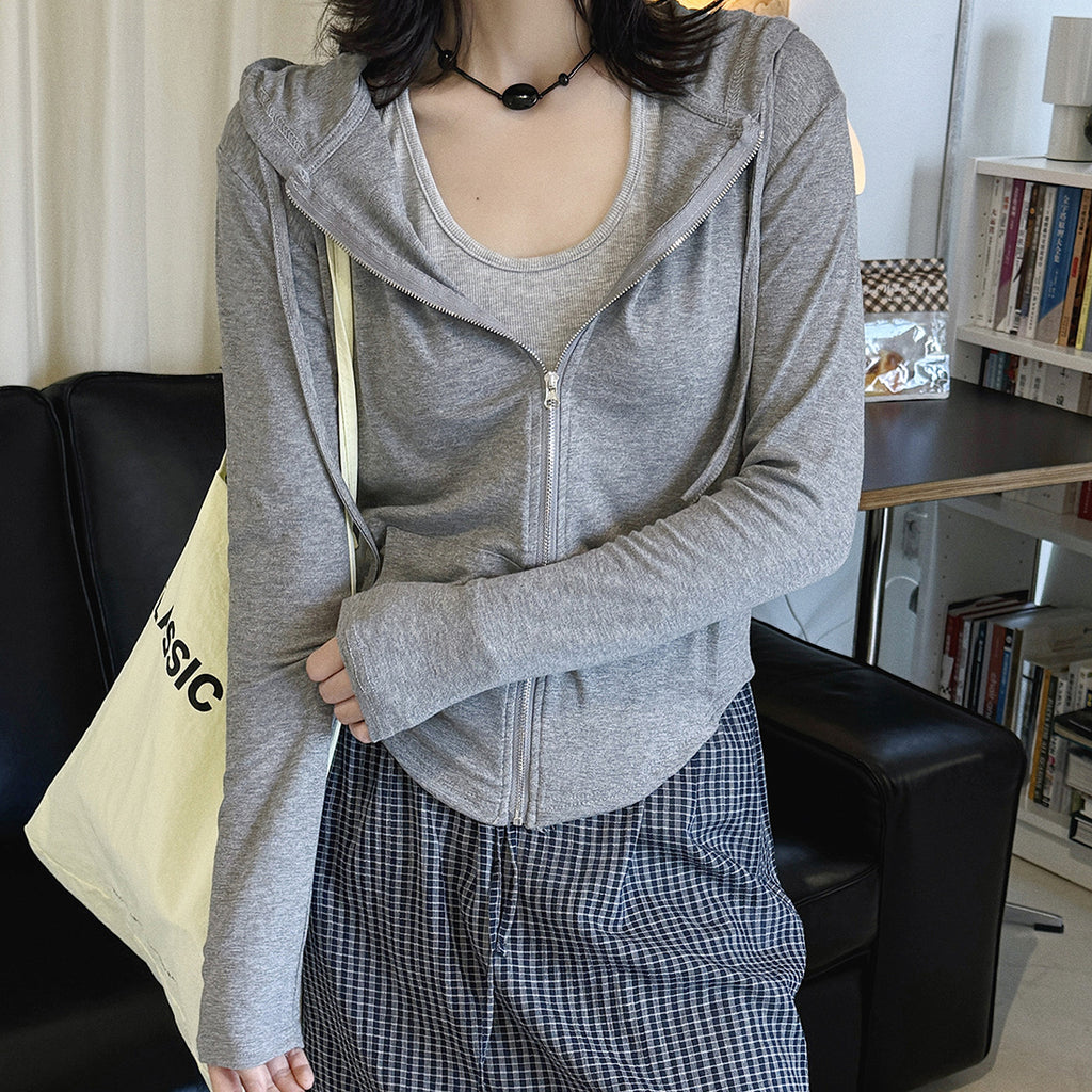 Women’s Slim Fit Hooded Zip-Up Cardigan Jacket