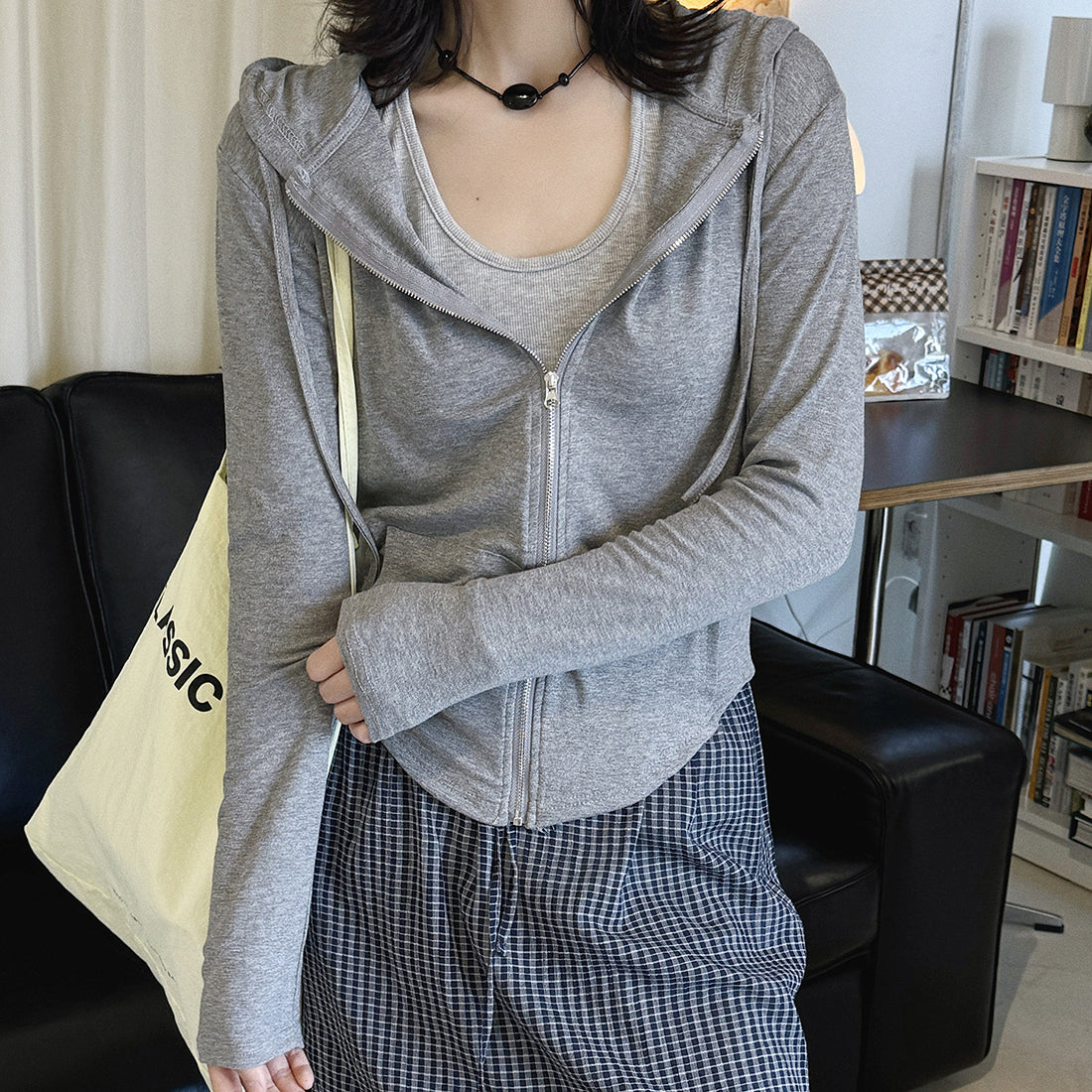 Women’s Slim Fit Hooded Zip-Up Cardigan Jacket