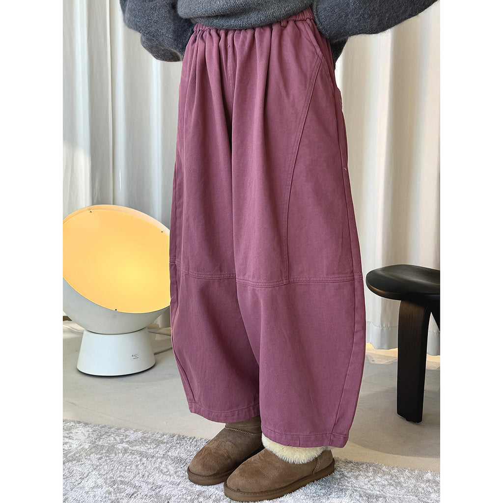 loose and tight fleece casual wide leg pants