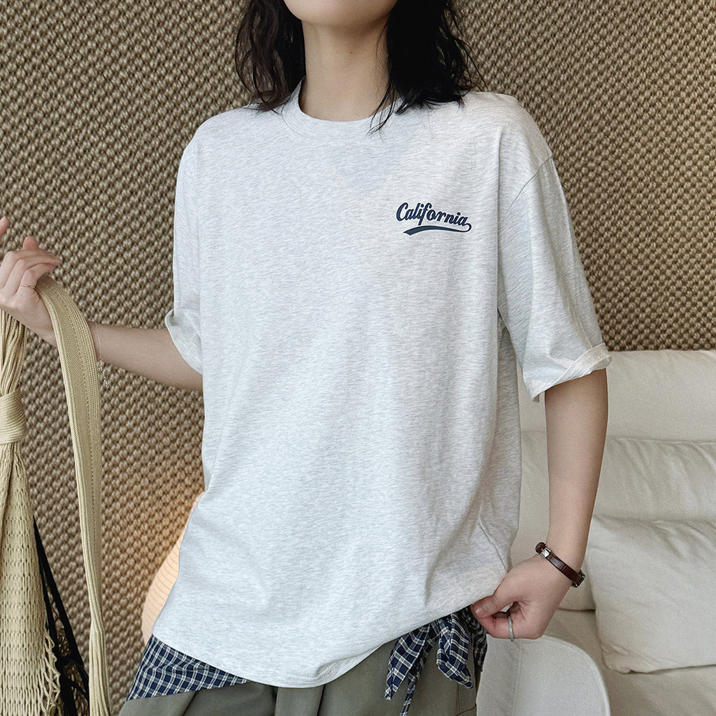 Women’s Oversized California Letter Print Cotton T-Shirt