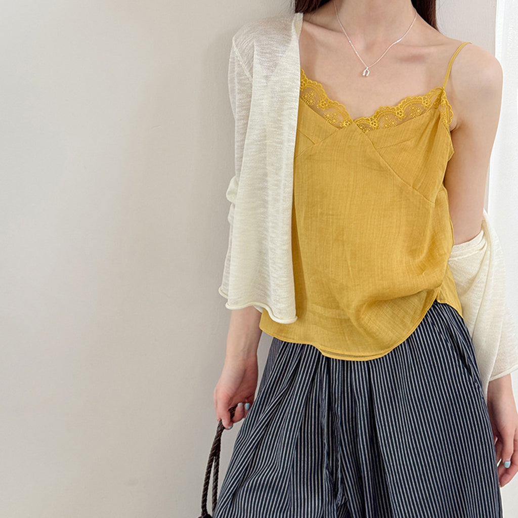 Women’s Linen-Blend Lace Trim Camisole