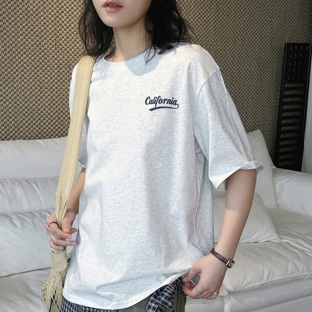 Women’s Oversized California Letter Print Cotton T-Shirt