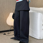 High-waisted Tencel cotton wide-leg pants in relaxed draped silhouette