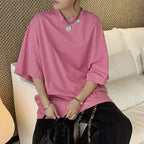 Loose fit round neck short sleeve oversized t shirt