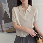 Women’s Half-Zip Hollow Knit Polo Top