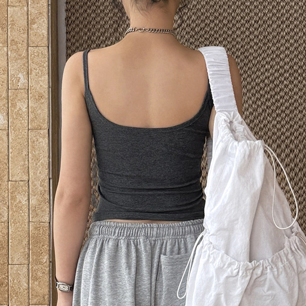 American sporty solid color slim fitting tank top