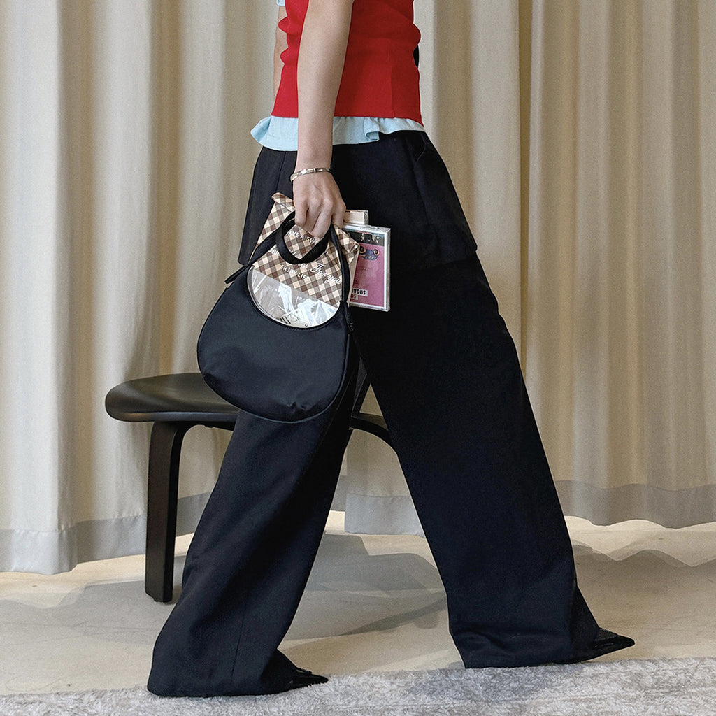 High-waisted Tencel cotton wide-leg pants in relaxed draped silhouette